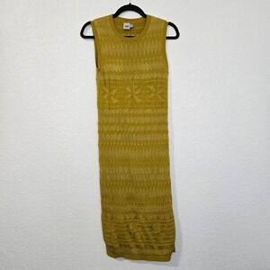 ASOS Sweater‎ Dress Sleeveless MidiKnit Geometric Pattern Gold Yellow Size US 6